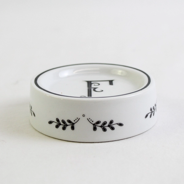 Rosanna Calligraphie Black & White Monogram F Trinket Dish