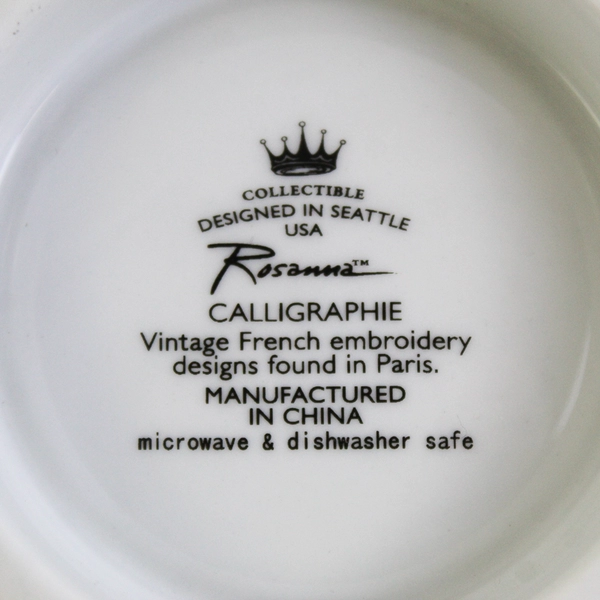 Rosanna Calligraphie Black & White Monogram F Trinket Dish