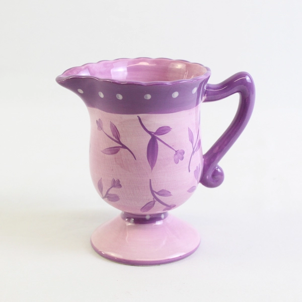 Kristy Landolt Design Hausenware Ceramic Creamer Lavender Purple Dots Floral