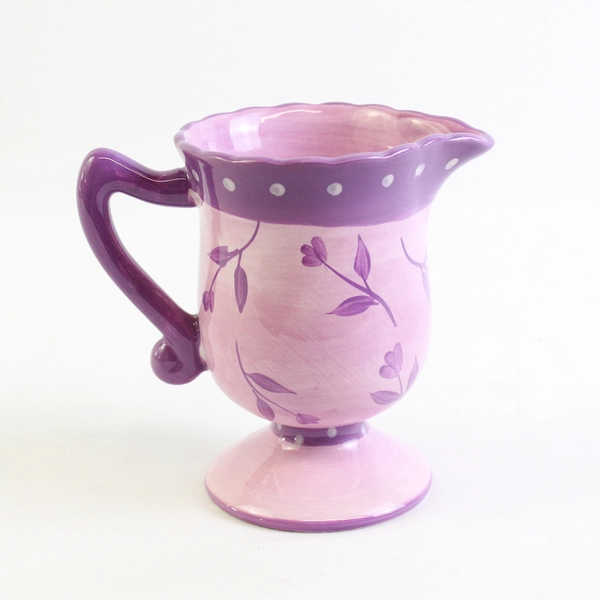 Kristy Landolt Design Hausenware Ceramic Creamer Lavender Purple Dots Floral