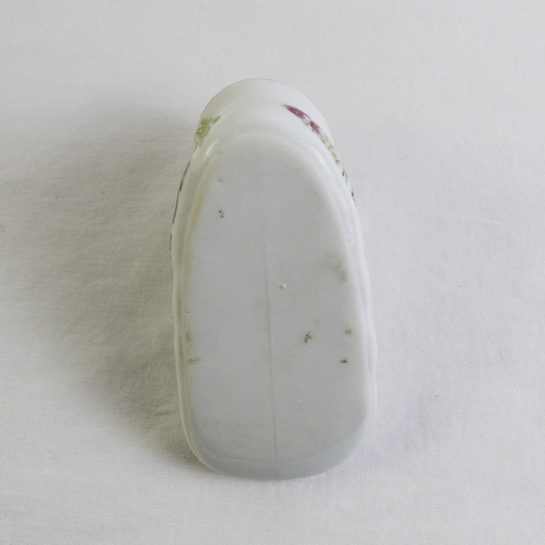 Vintage White Porcelain Baby Bootie Shoe with Painted Birds & Gold Trim