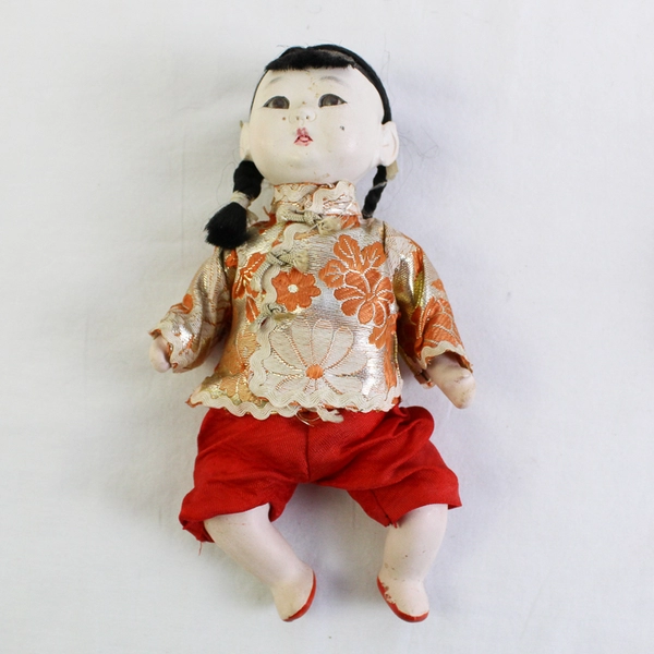 Vintage Asian Boy and Girl Doll Lot For Repair Parts Pieces