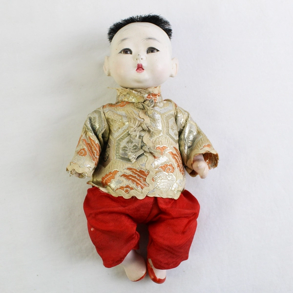 Vintage Asian Boy and Girl Doll Lot For Repair Parts Pieces