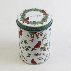 Season's Greetings Christmas Cardinal Tin 7.5” X 2.5” Empty
