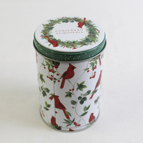 Season's Greetings Christmas Cardinal Tin 7.5” X 2.5” Empty