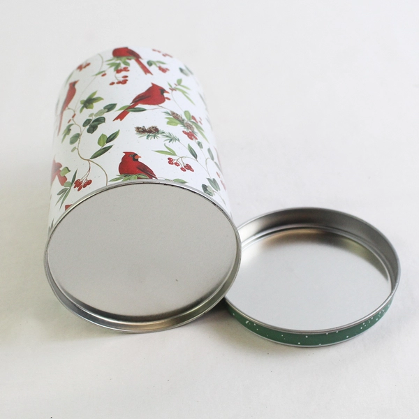 Season's Greetings Christmas Cardinal Tin 7.5” X 2.5” Empty