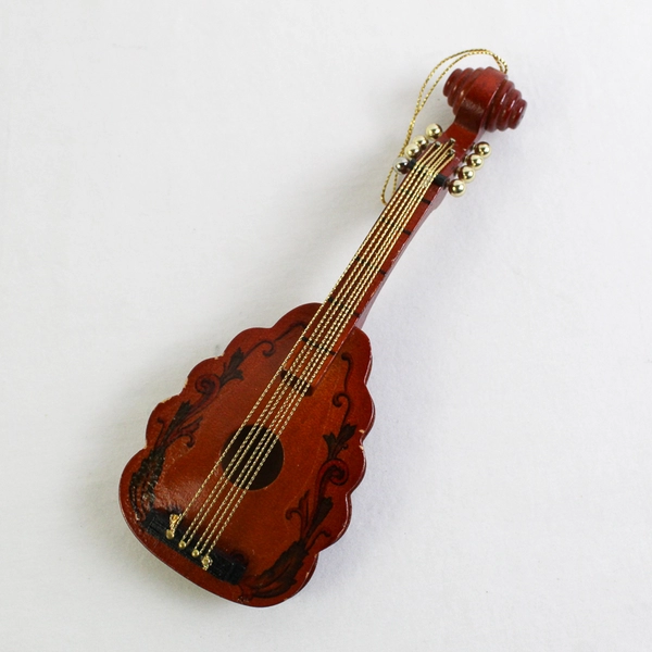 Lot of 2 Unbranded Instrument Ornaments Guitar and Capiz Shell Harp