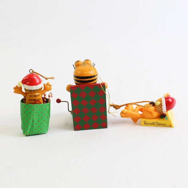 Lot of 3 Vintage Garfield Christmas Ornaments 1978 1981