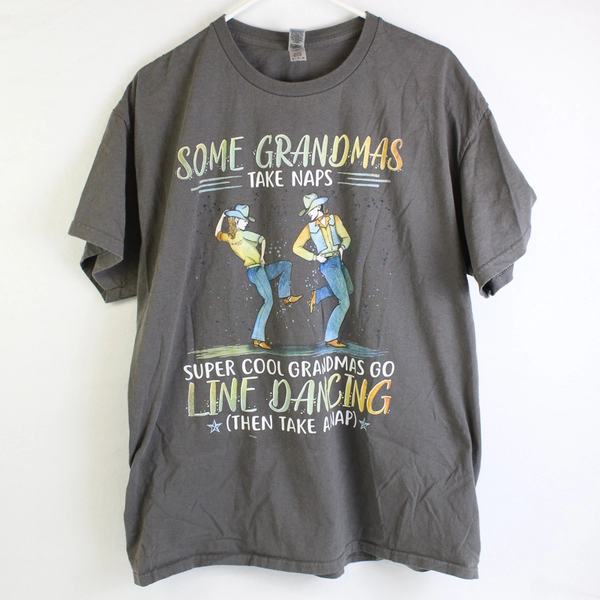 Gildan 'Cool Grandmas Go Line Dancing Then Nap' Short Sleeve T-Shirt Women's XL