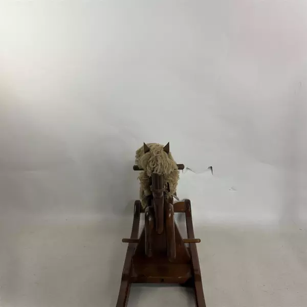 Vintage Antique Wooden Rocking Horse Leather Saddle