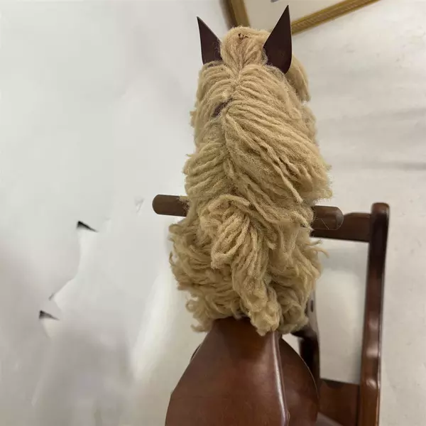 Vintage Antique Wooden Rocking Horse Leather Saddle