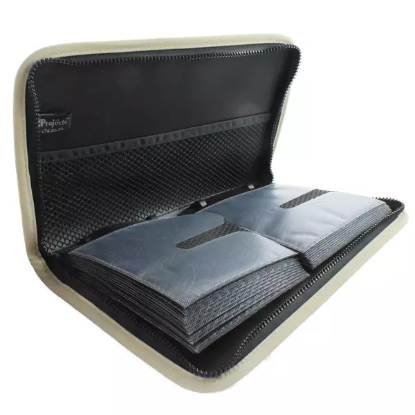 CD Projects Zippered 48-Disc CD Case Taupe Zipper Storage Travel 12x7x2"