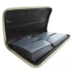 CD Projects Zippered 48-Disc CD Case Taupe Zipper Storage Travel 12x7x2"