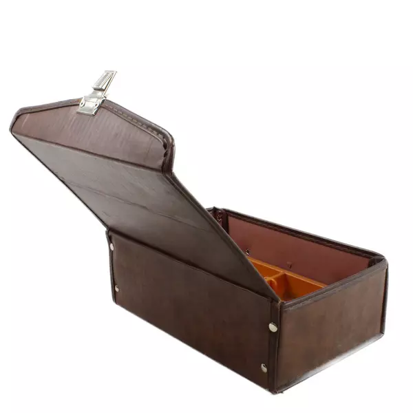 VTG Cassette Tape Hard Shell Travel Storage Case 12 Count Brown Vinyl