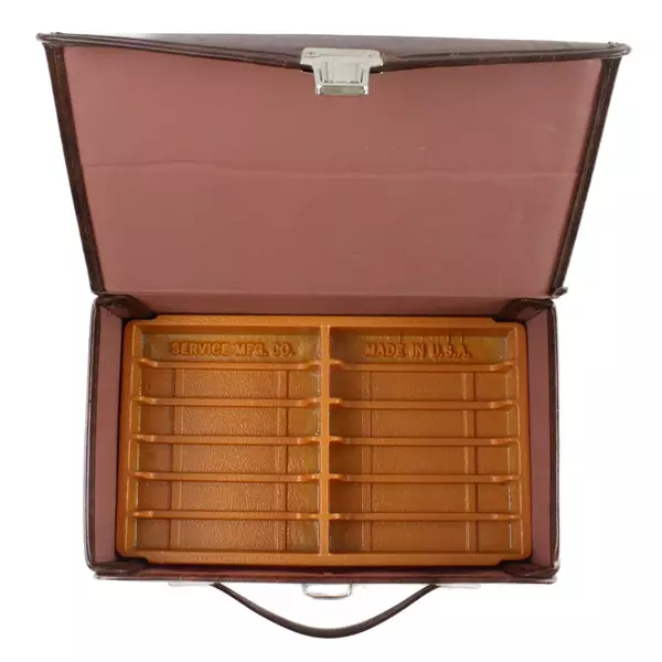 VTG Cassette Tape Hard Shell Travel Storage Case 12 Count Brown Vinyl