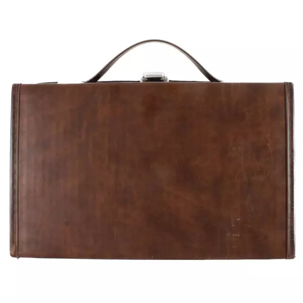 VTG Cassette Tape Hard Shell Travel Storage Case 12 Count Brown Vinyl