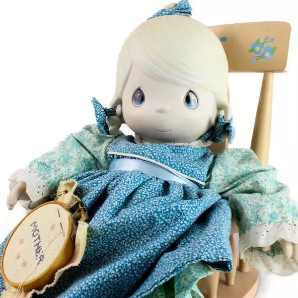 Vintage 1984 Precious Moments Mother Sew Dear Doll And Rocker  E-2850 