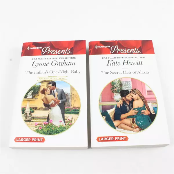 Two Harlequin Romance Novels The Italian's One Night Baby & Secret Heir Alazar