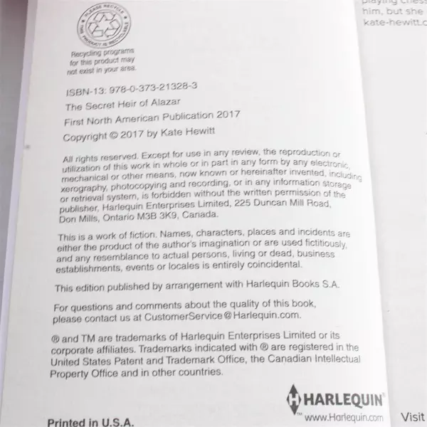 Two Harlequin Romance Novels The Italian's One Night Baby & Secret Heir Alazar