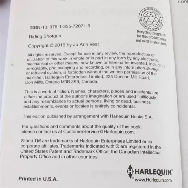 Lot of 2 Harlequin Riding Shotgun & One Tough Texan Books