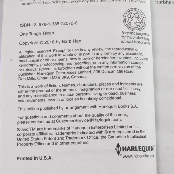 Lot of 2 Harlequin Riding Shotgun & One Tough Texan Books