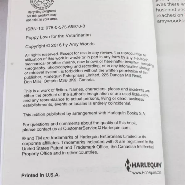 Lot of 2 Harlequin Romance Novels Third Time's the Bride Puppy Love Vet