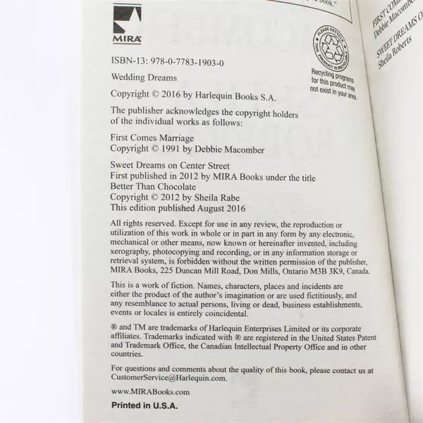 Wedding Dreams An Anthology by Debbie Macomber Paperback Like New Romantic Book