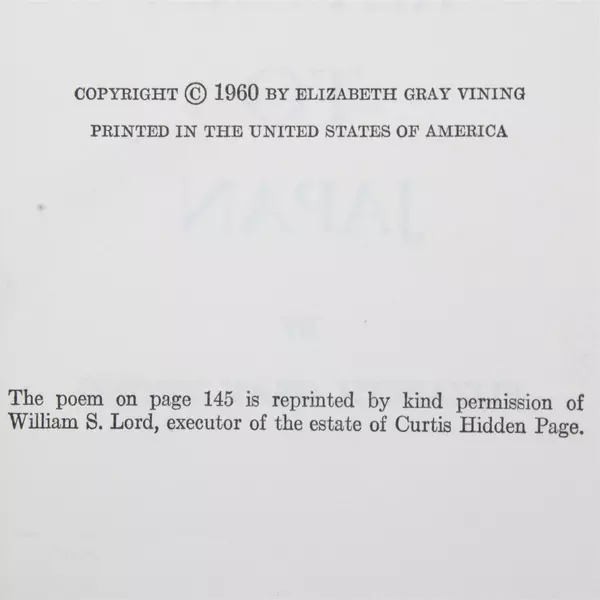 Return to Japan by Elizabeth Gray Vining 1960 Hardcover