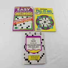 Lot of 3 Crossword Puzzle Books Various Types