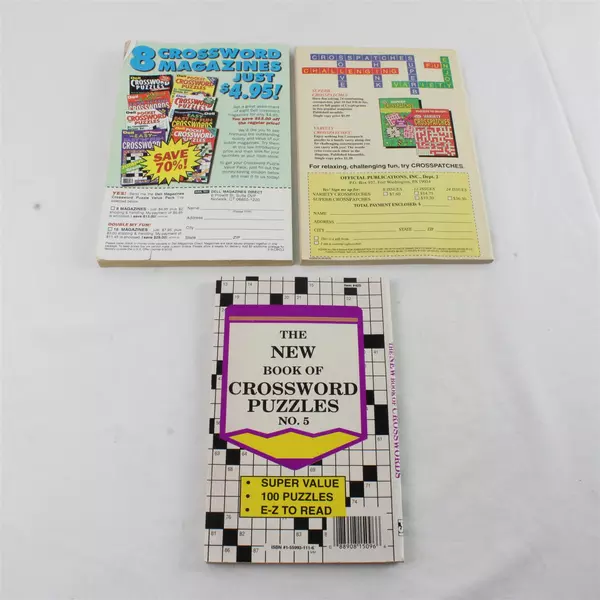 Lot of 3 Crossword Puzzle Books Various Types