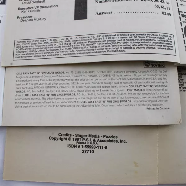 Lot of 3 Crossword Puzzle Books Various Types