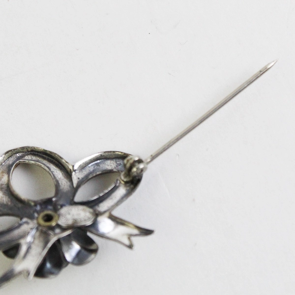 VTG Sterling 925 Jewelart Flower Rose on Ribbon Bow Brooch 