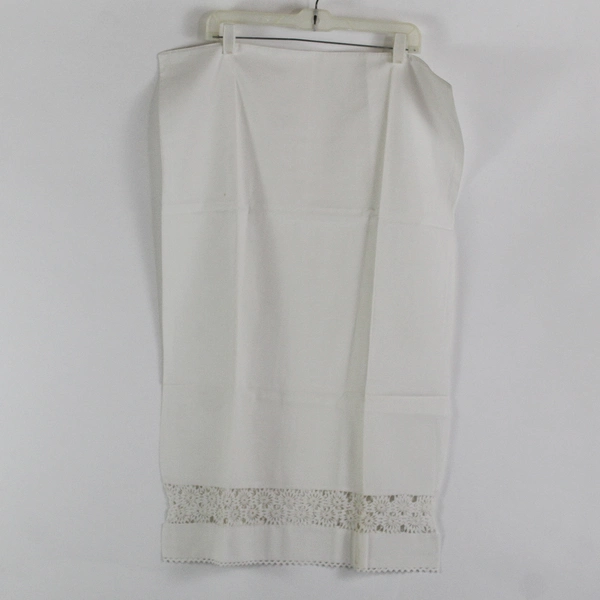 Lot of 2 Vintage Unbranded Linen Pillowcase 34" x 21.5" White Lace Crochet Edge