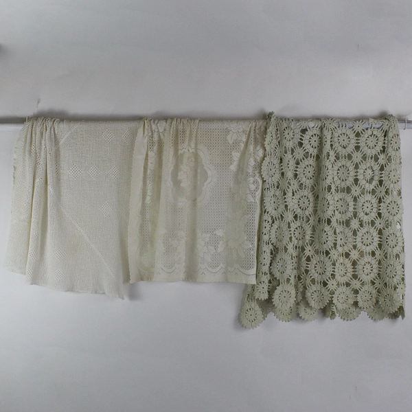 Lot of 3 Handmade Vintage Crocheted Lace Tablecloths Various Sizes/Conditions 