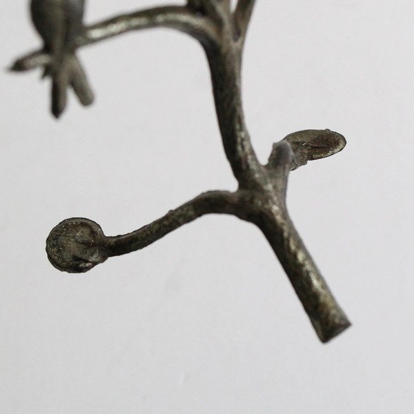 Metal Ornament Tree with Birds and Yellow Roses, 6"x4"