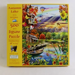 Autumn Lake Suns Out 500 Pc. Jigsaw Puzzle, 1 piece missing, # 25038