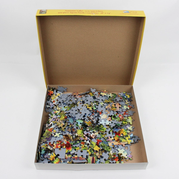 Autumn Lake Suns Out 500 Pc. Jigsaw Puzzle, 1 piece missing, # 25038