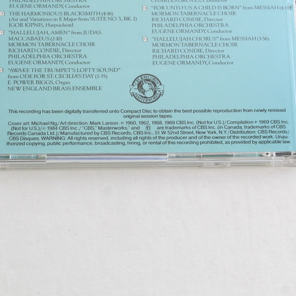 Handel's Greatest Hits CD, Various Artists #MLK 39441  1984