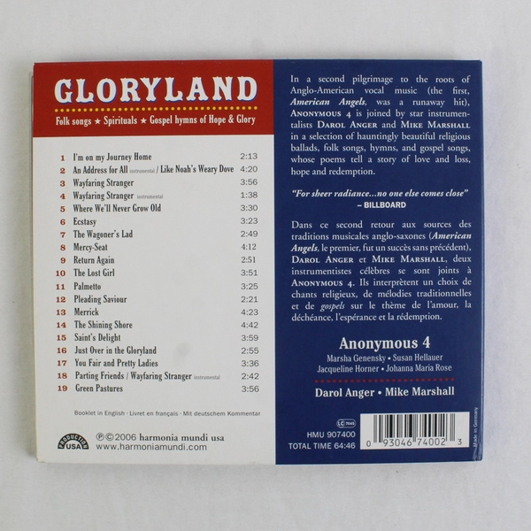 Gloryland by Anonymous 4 CD, # HMU 907400 2006