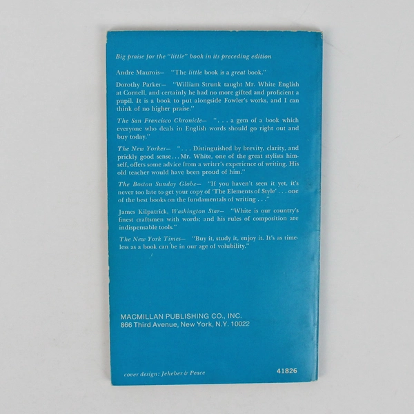 The Elements of Style by William Strunk Jr & E B White 1972 Paperback Good