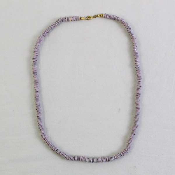 Purple Shell Heishi Beaded Boho Necklace 18"