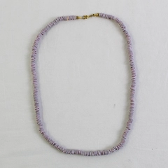 Purple Shell Heishi Beaded Boho Necklace 18"