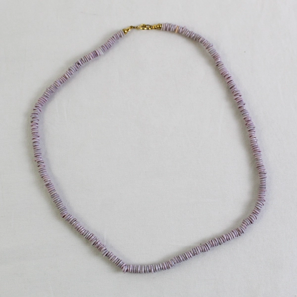 Purple Shell Heishi Beaded Boho Necklace 18"