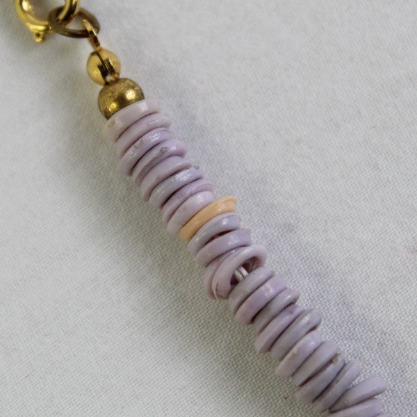 Purple Shell Heishi Beaded Boho Necklace 18"
