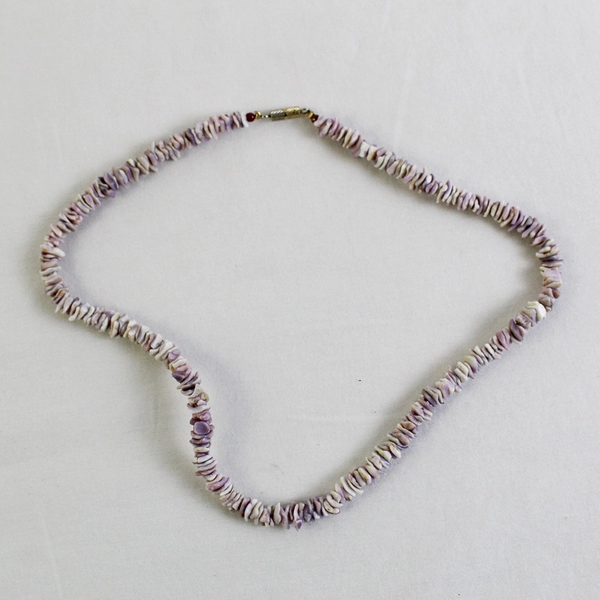 Purple Shell Heishi Bead Choker Necklace 16"
