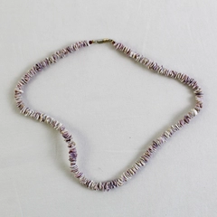 Purple Shell Heishi Bead Choker Necklace 16"