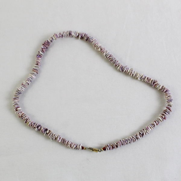 Purple Shell Heishi Bead Choker Necklace 16"