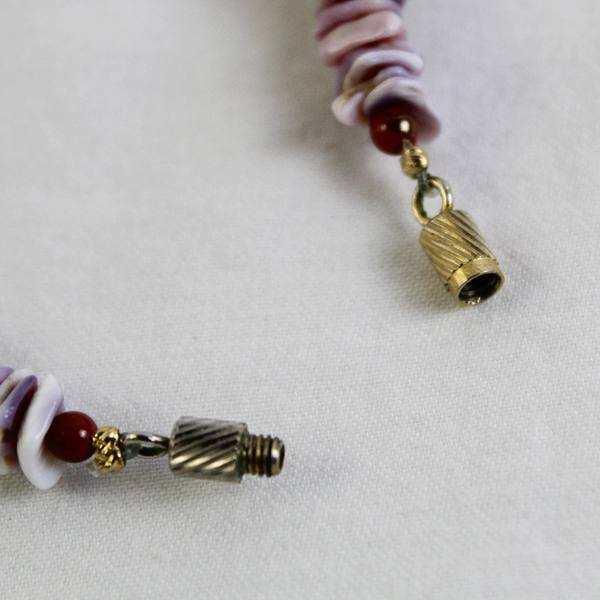 Purple Shell Heishi Bead Choker Necklace 16"