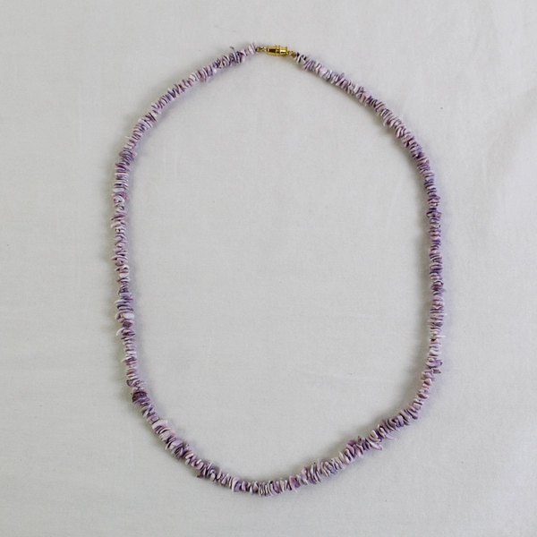 Pale Purple Shell Heishi Beaded Necklace 22"