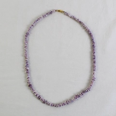 Pale Purple Shell Heishi Beaded Necklace 22"
